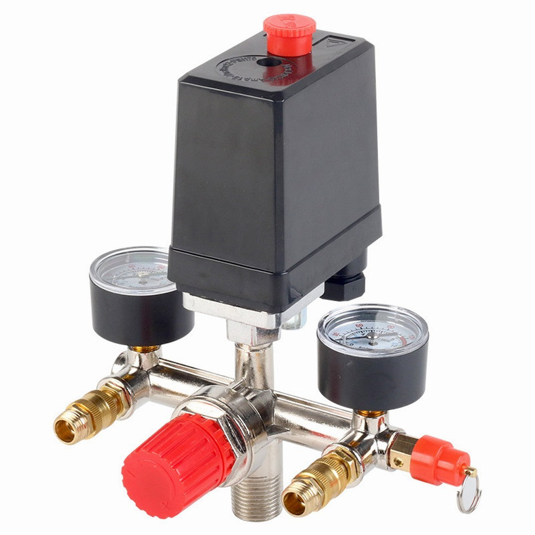 230V Pressure Switch Air Valve Manifold Compressor Control Regulator Gauges Tool