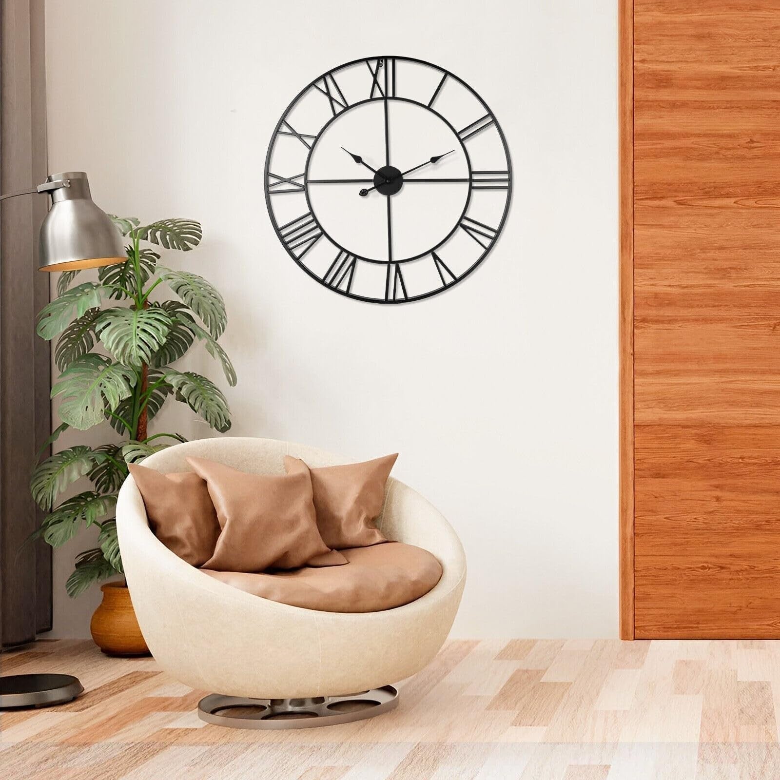 Large Outdoor Garden Wall Clock 40cm Big Open Face Metal Roman Numerals Giant