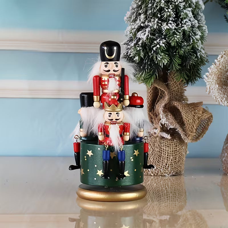 Nutcracker Themed Rotating Music Box Handmade Xmas Ornament Holiday Gift Decor