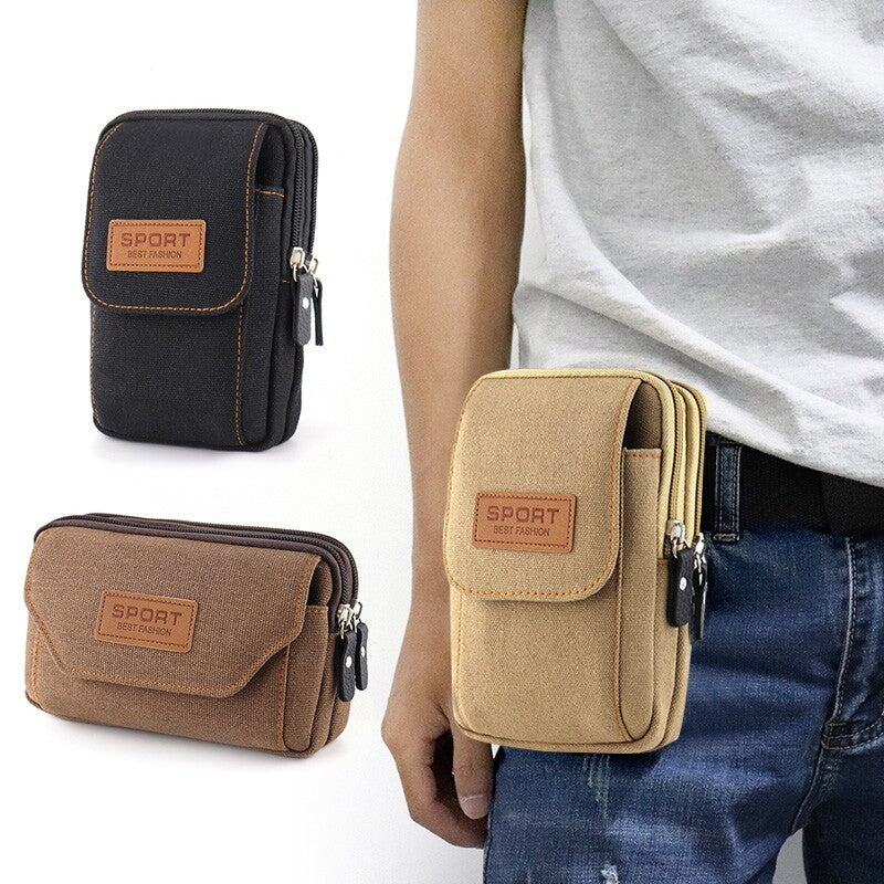 Universal Canvas Mobile Phone Bag Wallet Case Waist Belt Bag Phone Pouch Pack