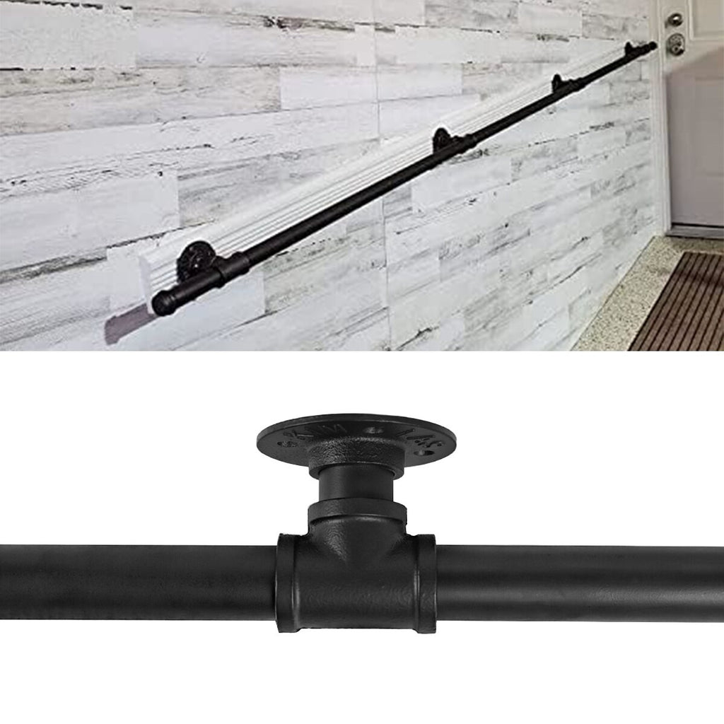 Industrial Pipe Stair Handrail Wall Mounted Grab Rail Staircase Banister Support