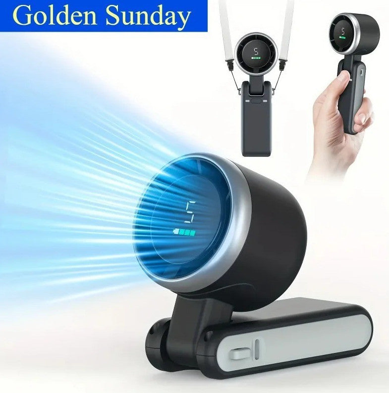 Rechargeable Handheld Turbo Fan with Digital Display Portable Travel Mini Fan