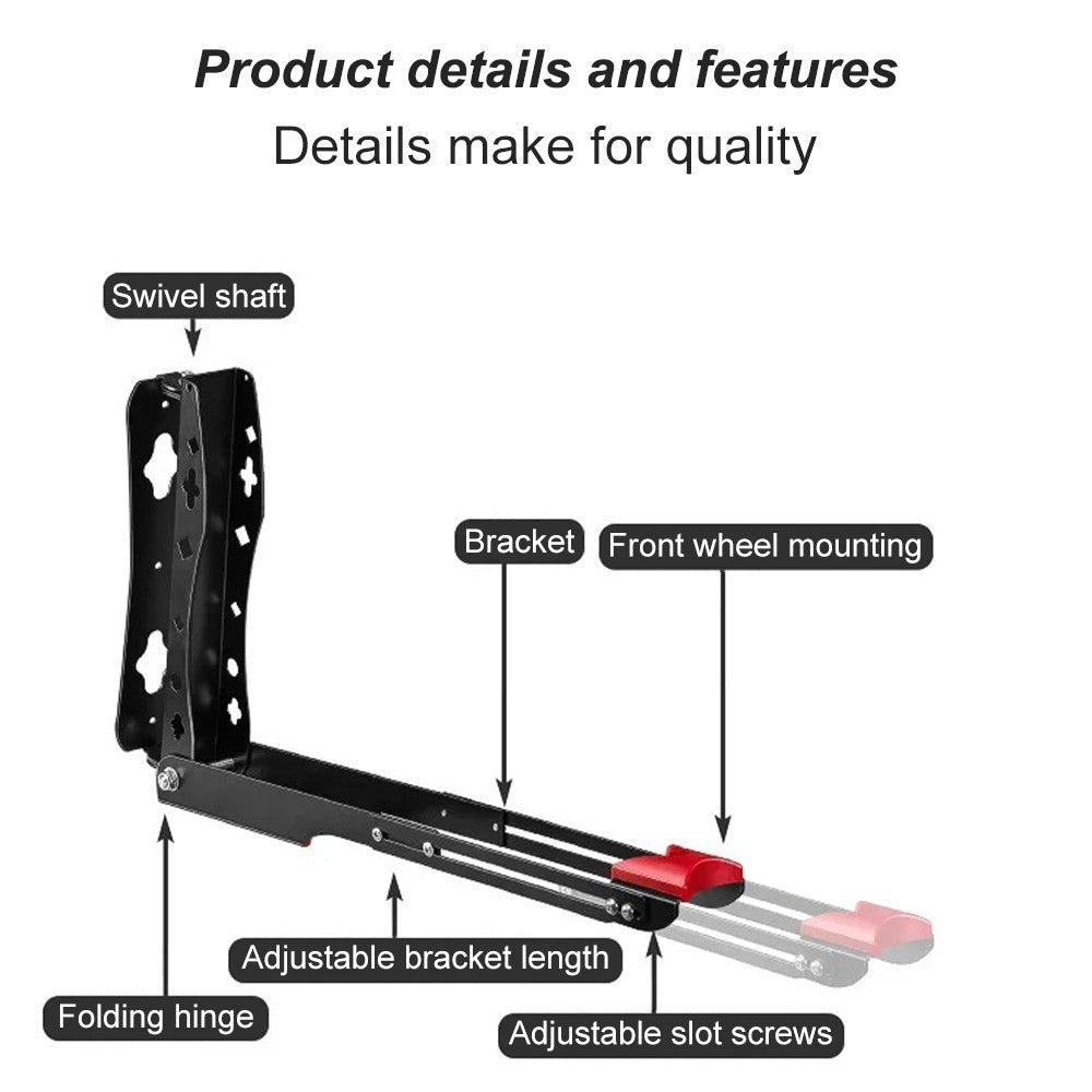 Heavy Duty Swivel Bike Rack Wall Mount with 180° Rotation Space-Saving Bike Rack