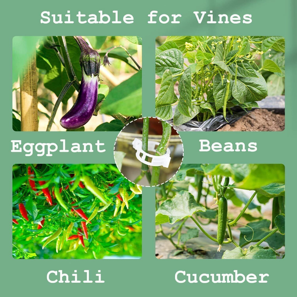 100-500x Plant Support Clips Ties Veggie Trellis Stake Greenhouse Tomato Garden