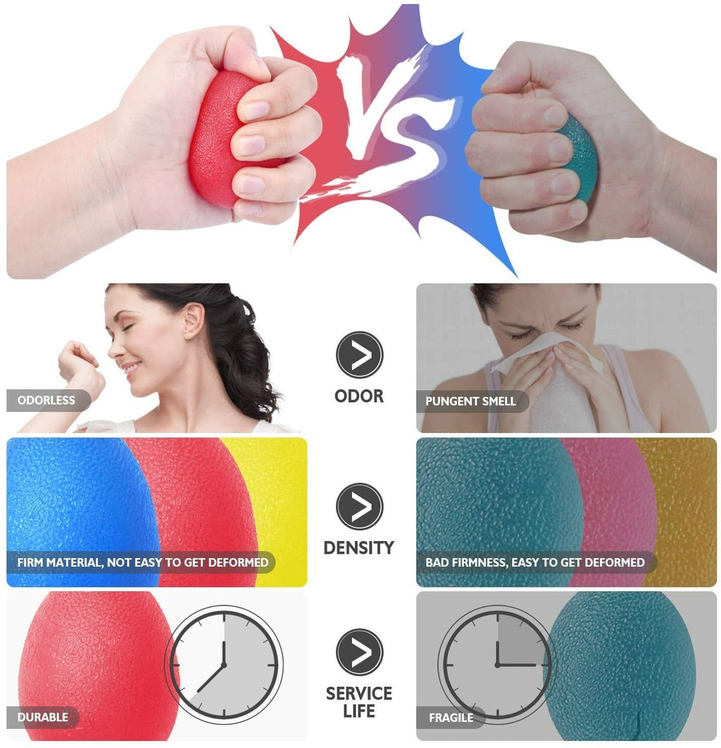 Stress Ball - 3 Pack Strengths Injury Rehab & Stress Relief Grip Finger Arm
