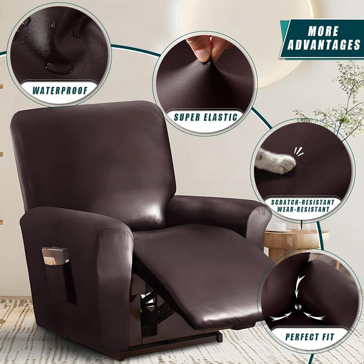 Stretch 1/2/3 Seater PU Leather Recliner Chair Sofa Covers Slip Cover Waterproof