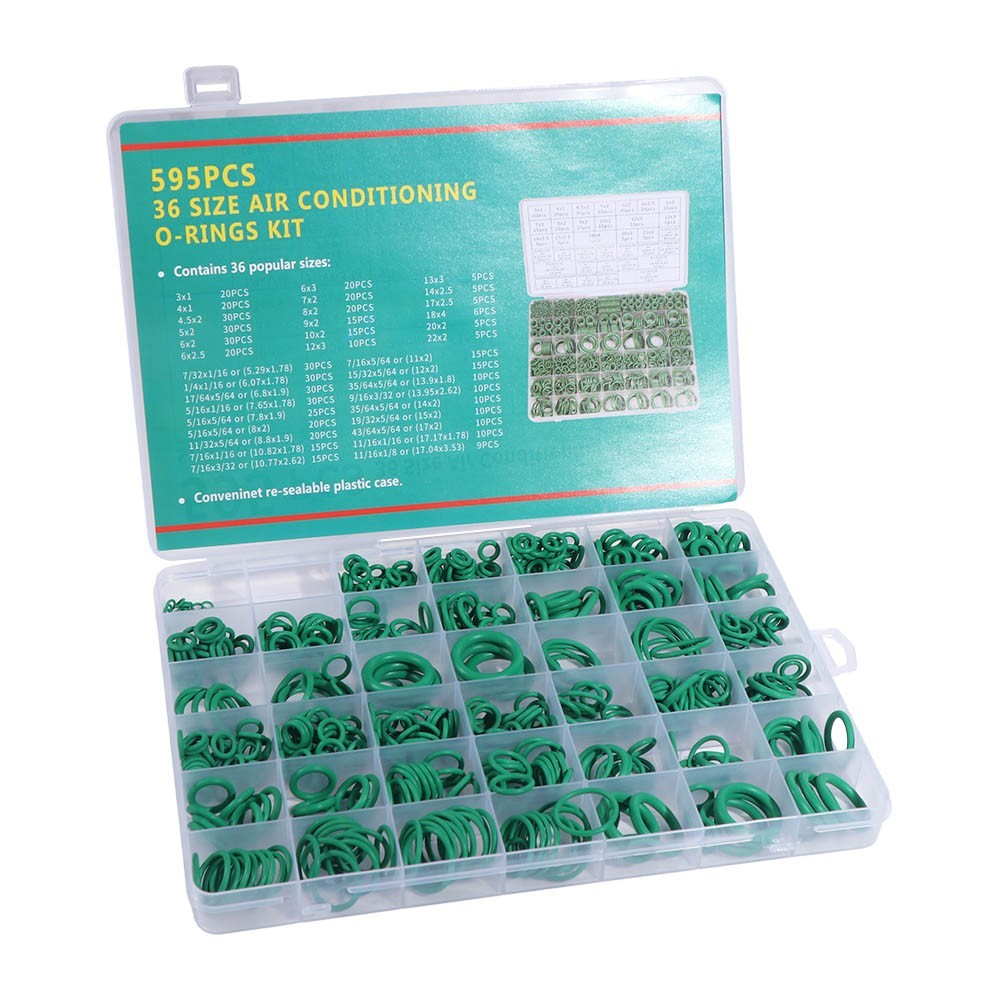 595pcs Air Conditioning O-Ring Kit 36 Size O-Rings for Automotive A/C Compress