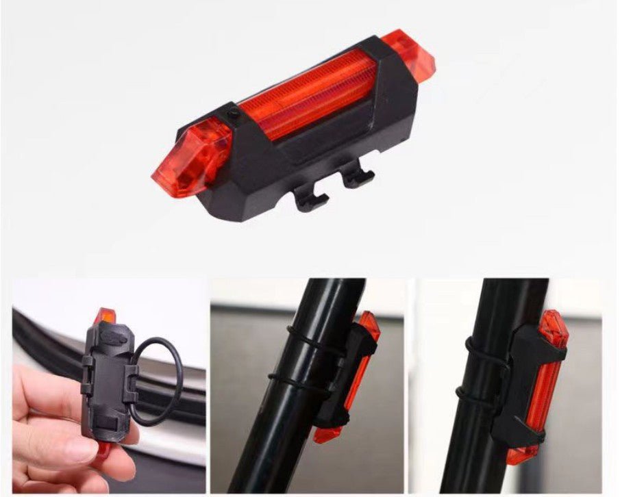 5 LED Front Rear Bike Light USB Rechargeable Cycling Safety Warning Light