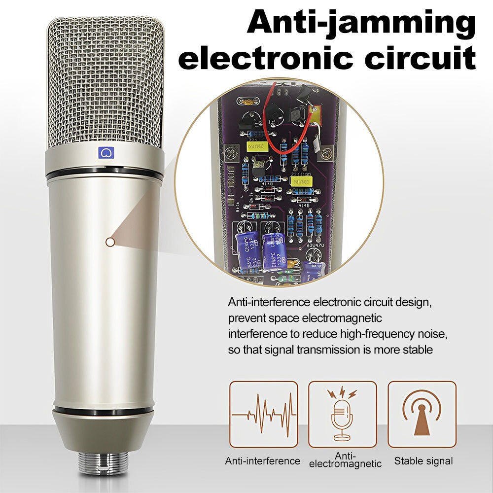 U87 Studio Condenser Microphone with Shock Mount Singing Recording Cardioid Mic
