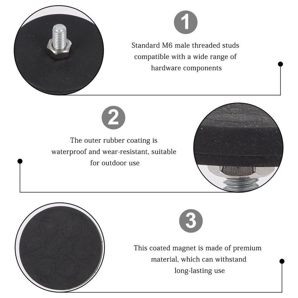 6pcs Heavy Duty Rubber Coated Magnets Mounting Set Outdoor Equipment