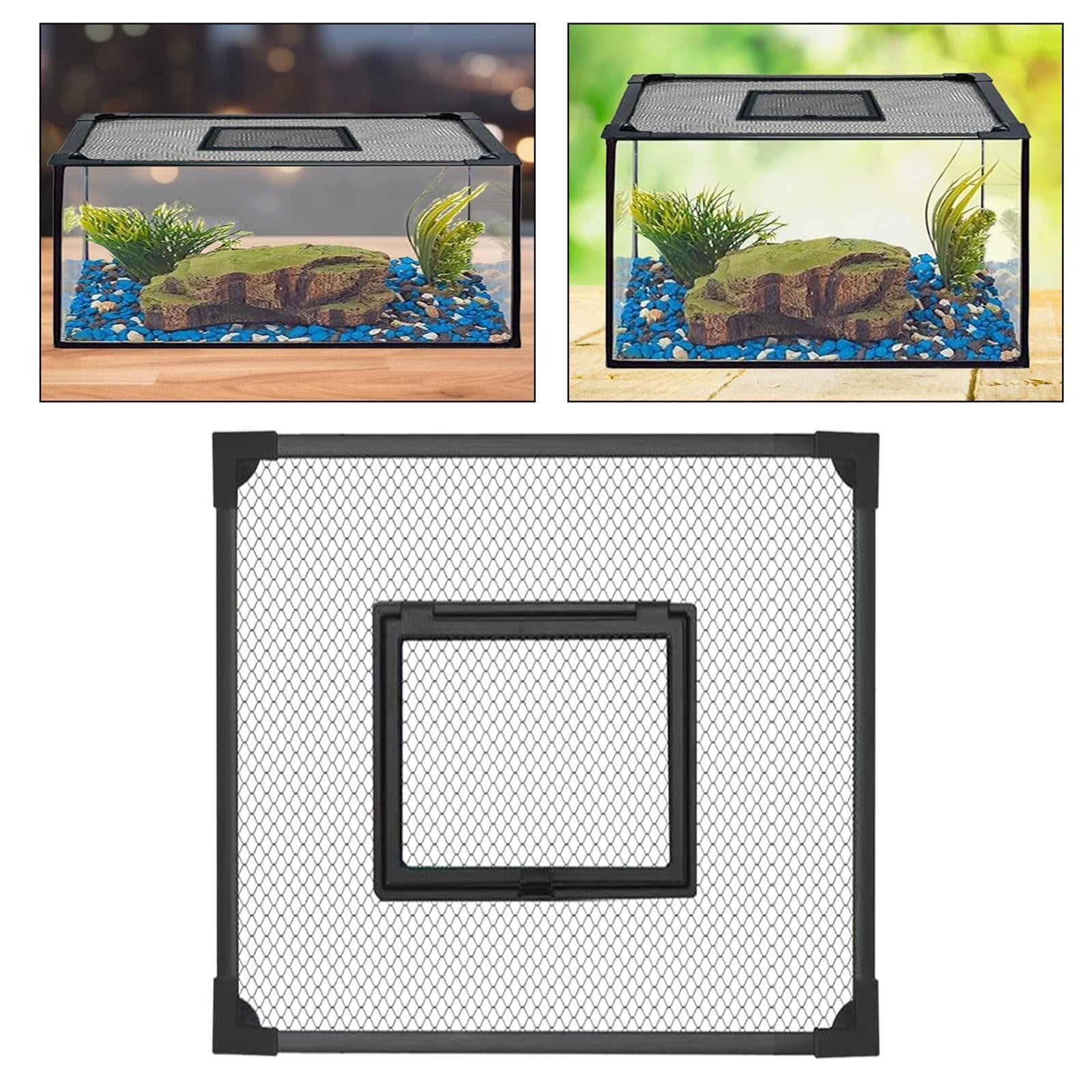 Fish Tank Lid Self Assembly Anti Jump Net Cover Magnetic Black Aquarium Hood