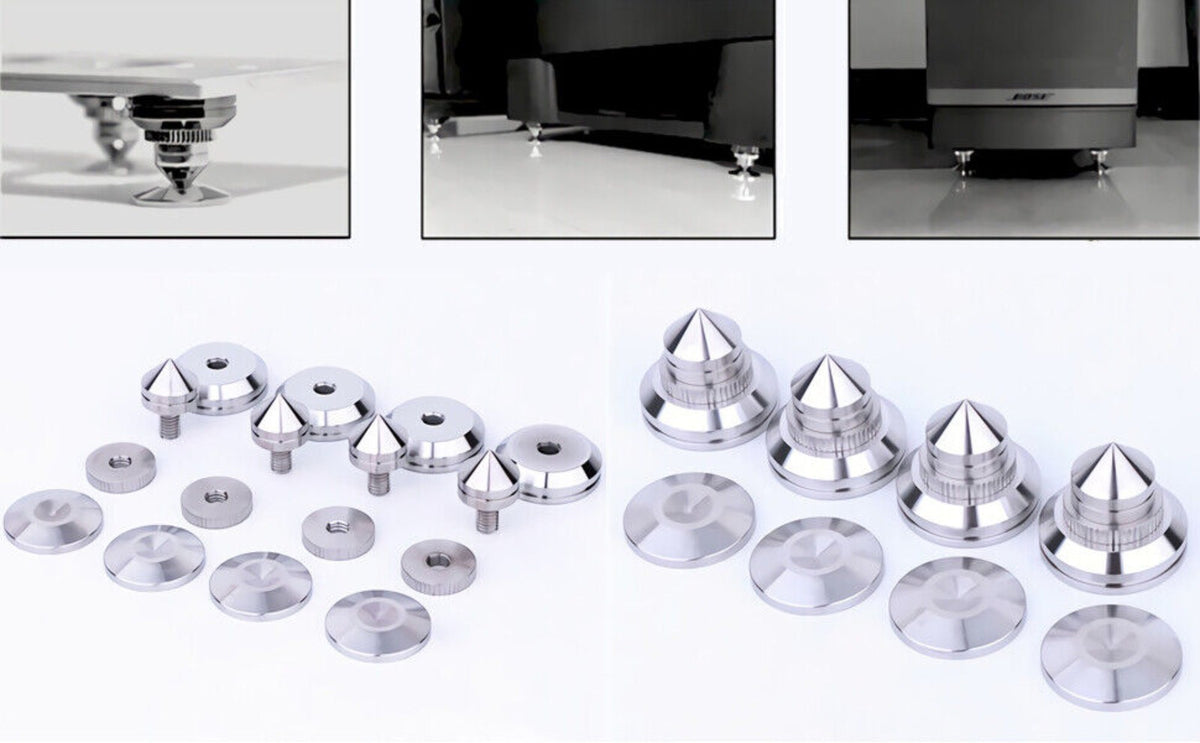 4PCS Adjustable Speaker Stand Turntable Isolation Feet Pad Stainless Steel Stand