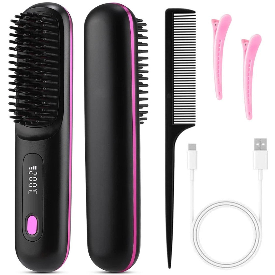 Portable Hair Straightener Brush Antiscald Hair Cordless Hair Straightener Brush