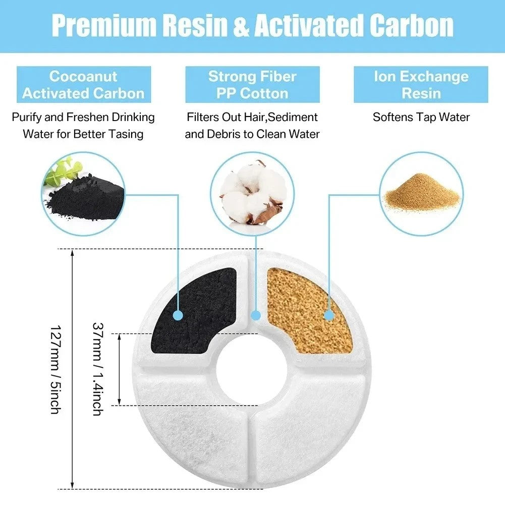 6/12Pcs Pet Cat Dog Water Fountain Replacement Filters Activated Carbon Filters