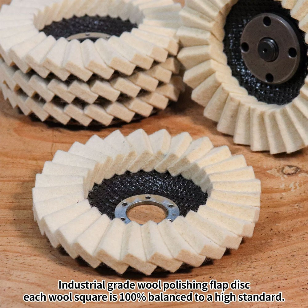10PCS 125mm Wool Felt Flap Disc Polishing Wheel Angle Grinder Buffing Pad Metal
