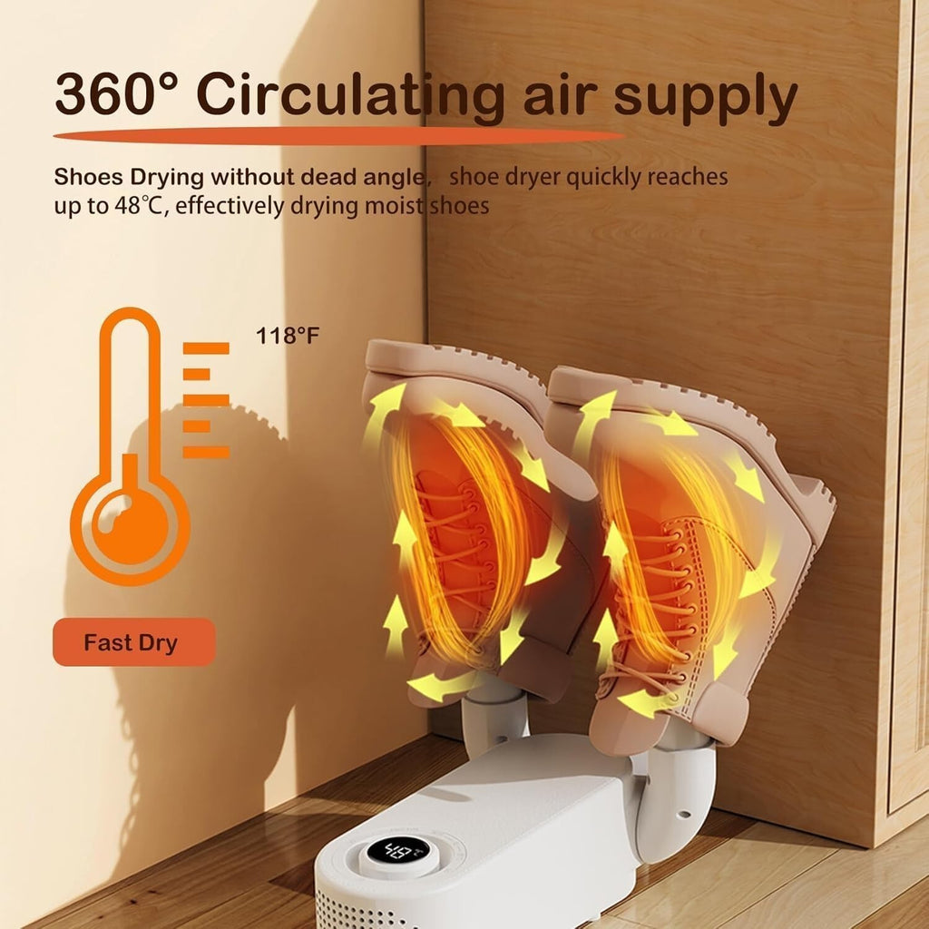 Shoe Dryer, Boot Dryer, Glove Dryer with Intelligent Timer, Foldable Design