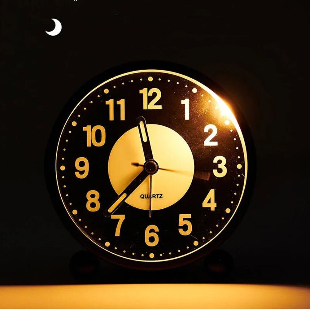 UK Silent Bedside Alarm Clock Non Ticking Glow-in-the-Dark Bedroom Clock HOT NEW
