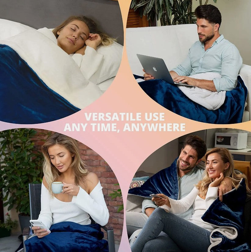 Electric Over Blanket Throw Heated Soft For Bed Sofa Double Single 160x130cm
