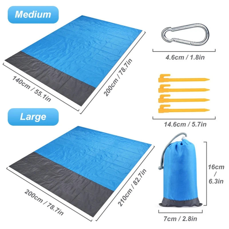 Sand Free Beach Mat Waterproof Extra Large Outdoor Camping Pocket Picnic Blanket