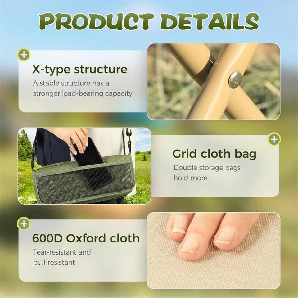 Khaki Foldable Backpack Stool Portable Mini Outdoor Camping Folding Seat Chair