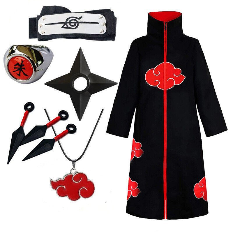 Akatsuki Uchiha Itachi Anime Cosplay Unisex Costume Ninja Naruto Cloak Cosplay
