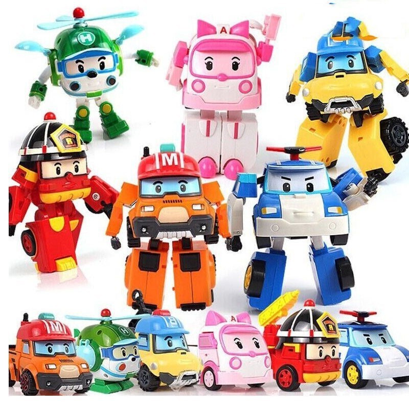 6X Academy Robocar Toys Poli Roy Amber Robot Mark Bucky Transformers