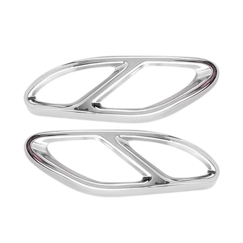 2PC Silver Exhaust Pipe Tip Trim Cover For Mercedes Benz C Class W205 W246 W213