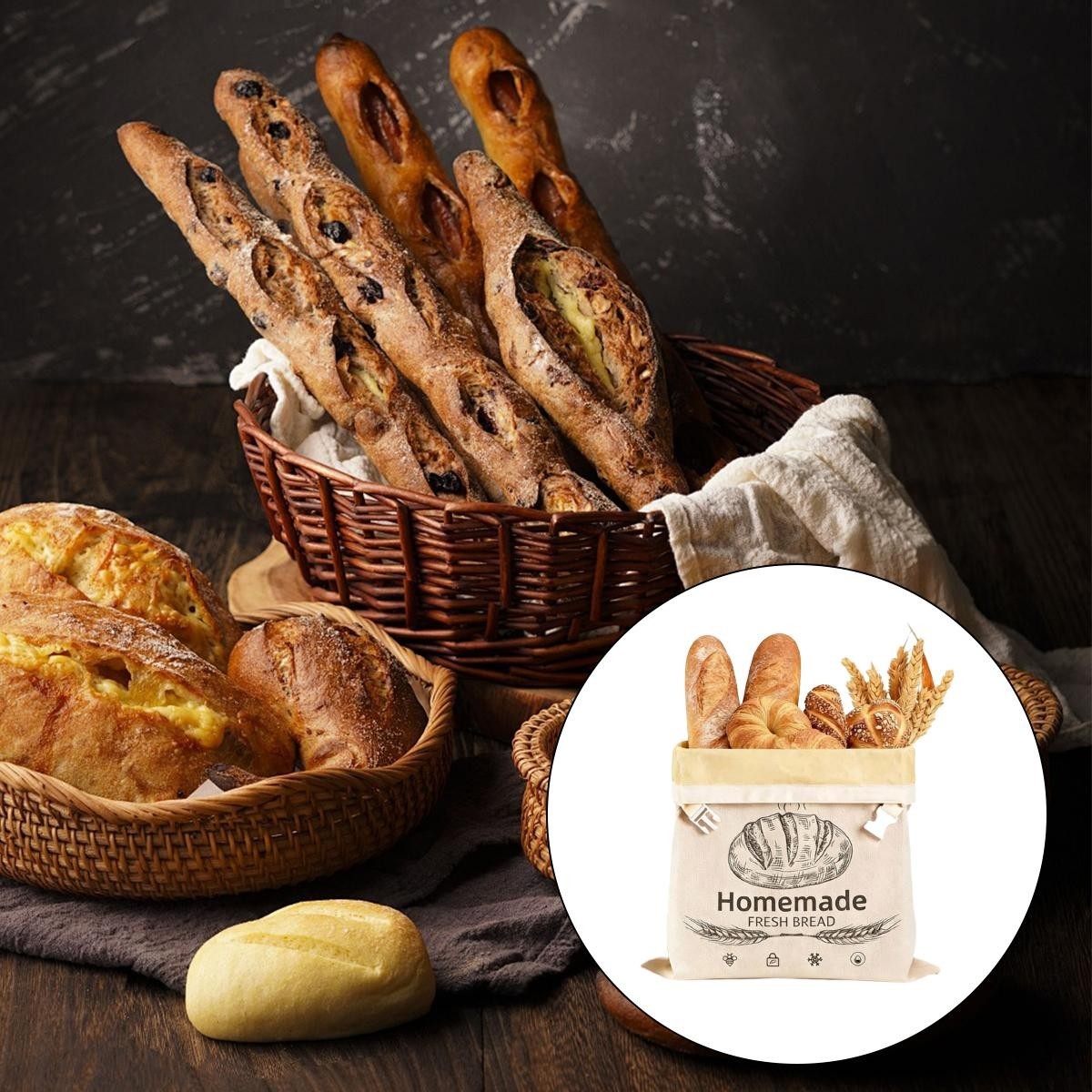 Reusable Beeswax Bread Bag for Homemade Bread – Toaster Safe Food Storage Bag