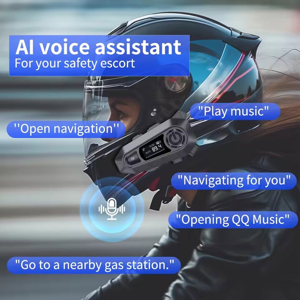 Bluetooth 5.4 Motorcycle Helmet Headset Noise Cancellation Headphones Waterproof