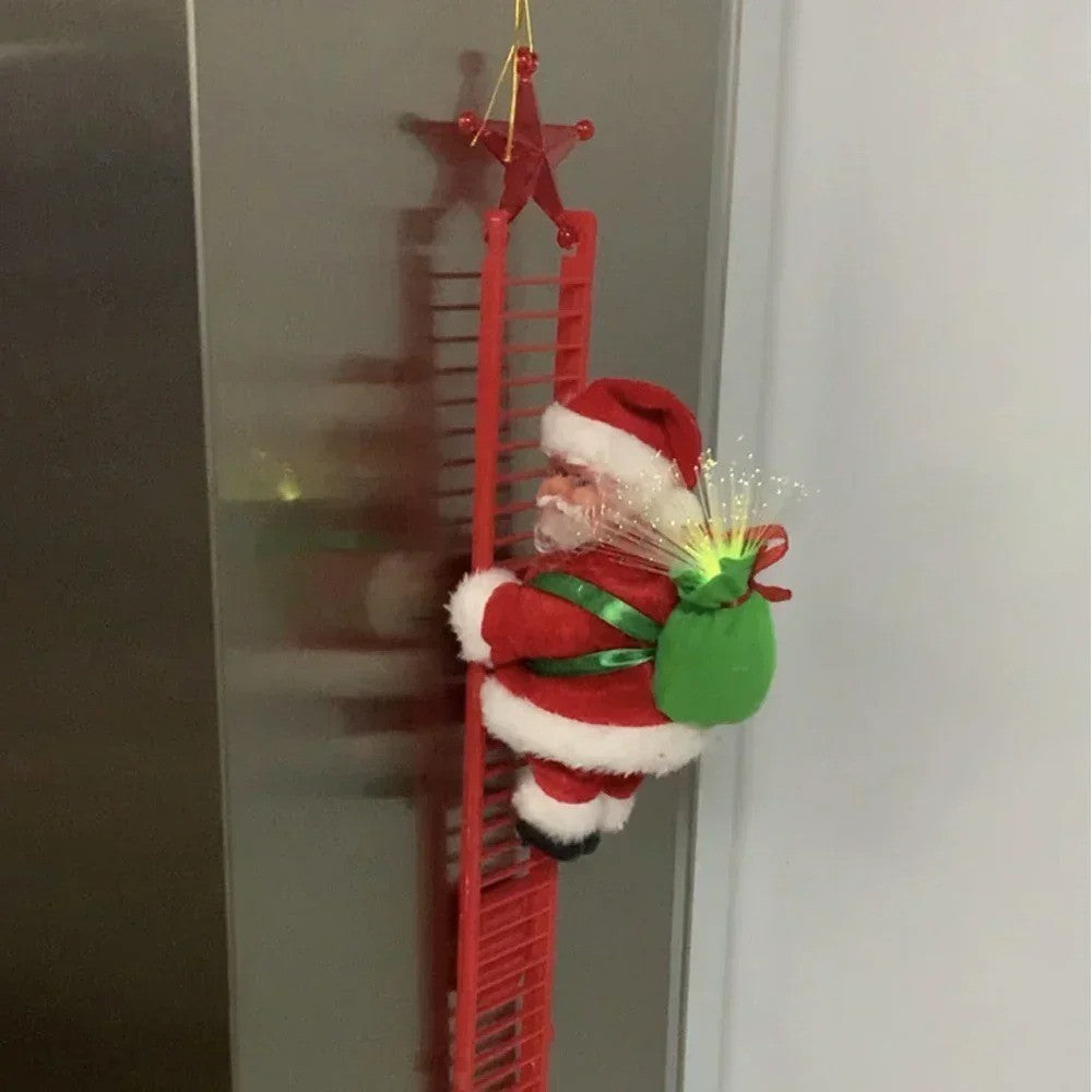 🎄 Electric Climbing Ladder Santa Claus with Music – Animated Christmas Ornament