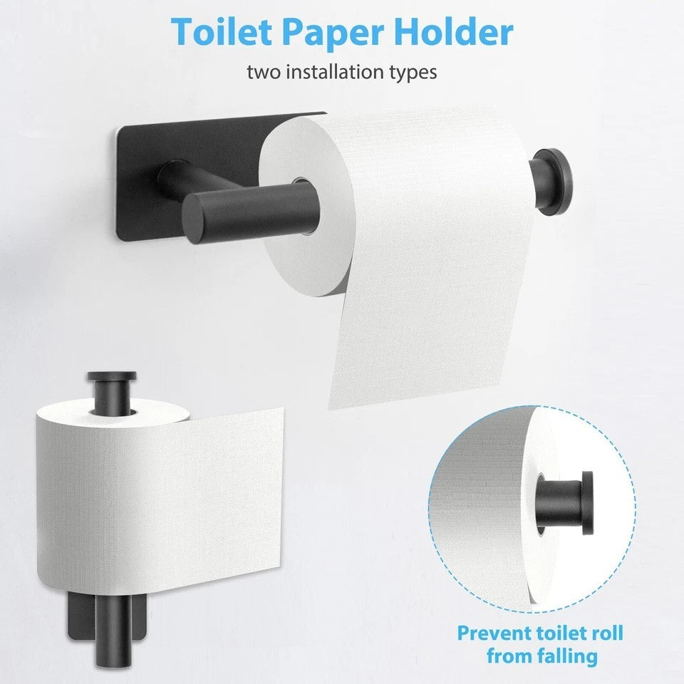 5pcs Bathroom Accessories Set No Drilling Towel and Toilet Roll Holder Set