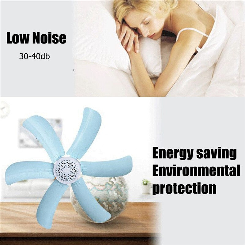 220V 16'' Portable 6 Blades Mini Ceiling Fan Hanging Summer Cooler Household