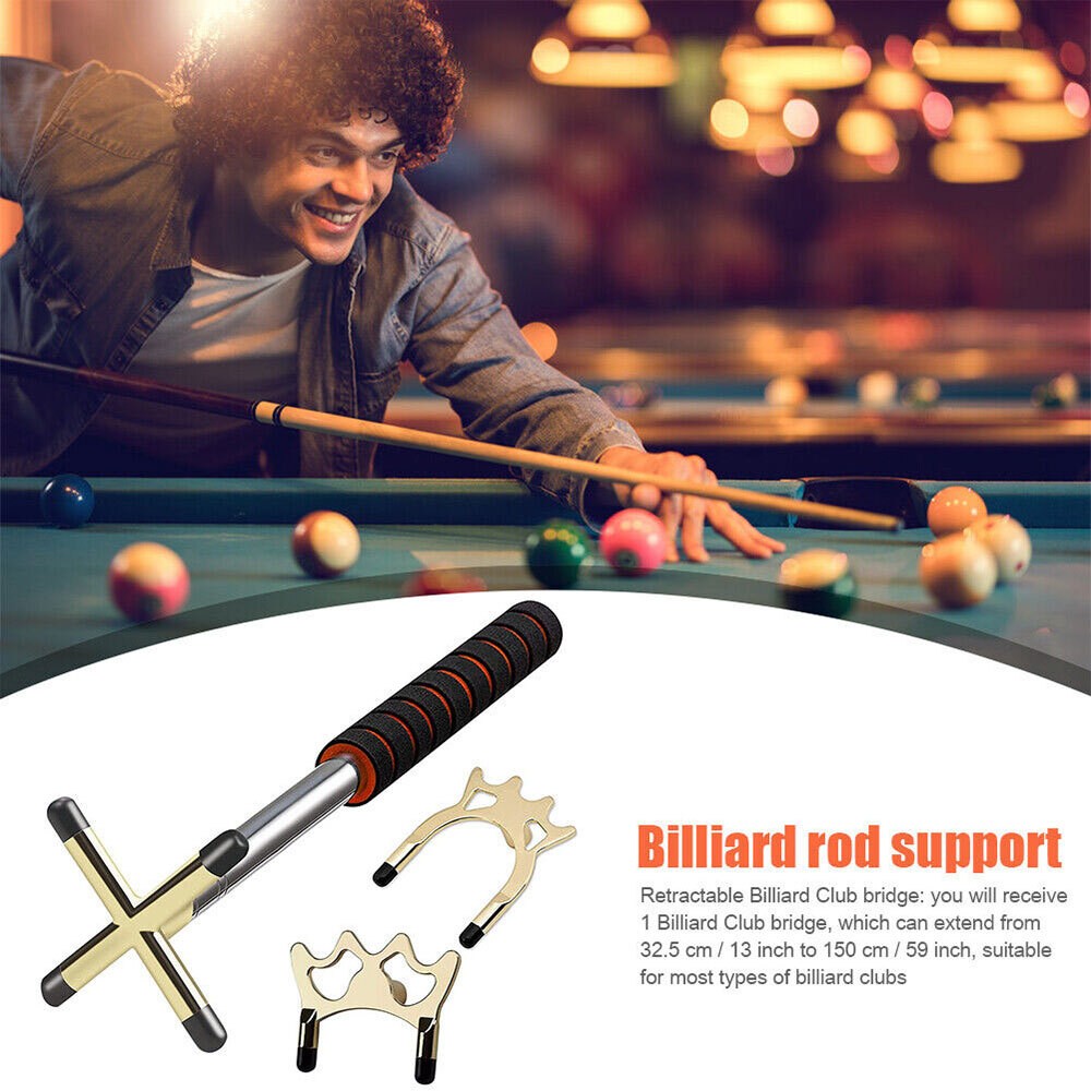Billiards Pool Cue Stick Bridge Telescopic Snooker Cue Rest with Removable