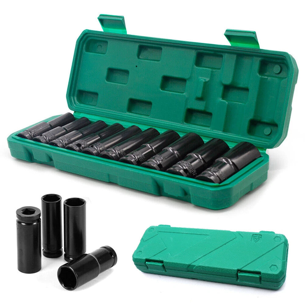 Deep Impact Socket 1/2" Drive Long Reach Thin Wall 10-Metric Sockets 10-24mm Set