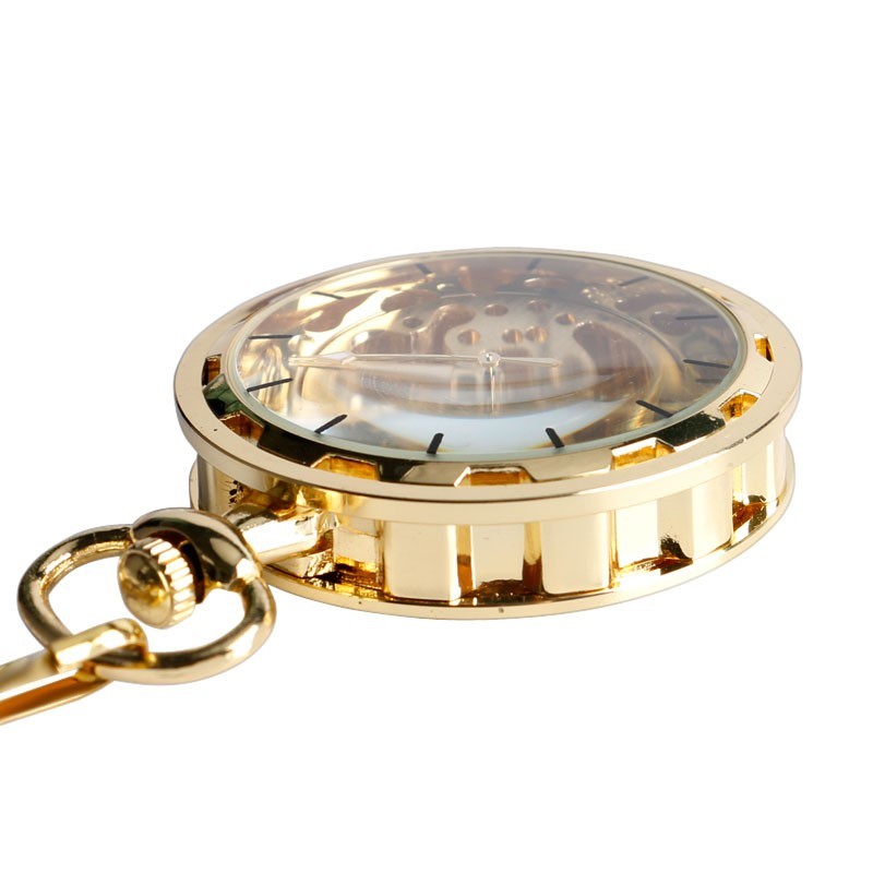 Men's Mechanical Pocket Watch Steampunk Skeleton Pendant Chain Hand Winding Gift