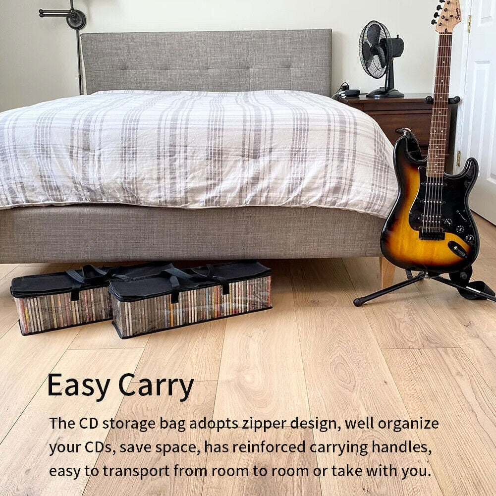 Large Clear Holds DVD CD Storage Holder Easy Zip Closure Carry Bag Organizer