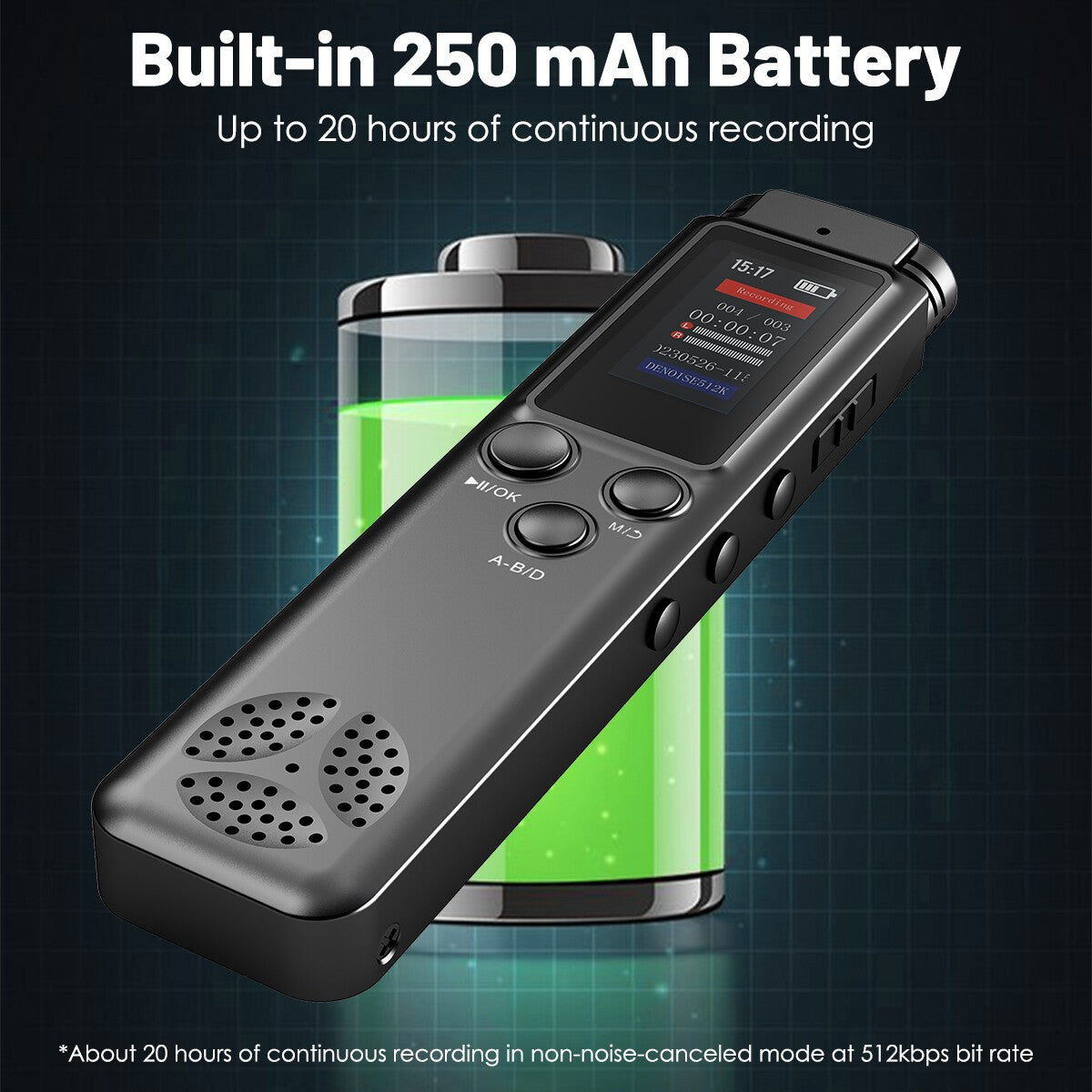 32G Digital Voice Recorder Dictaphone Audio MP3 Player Sound Recording Device