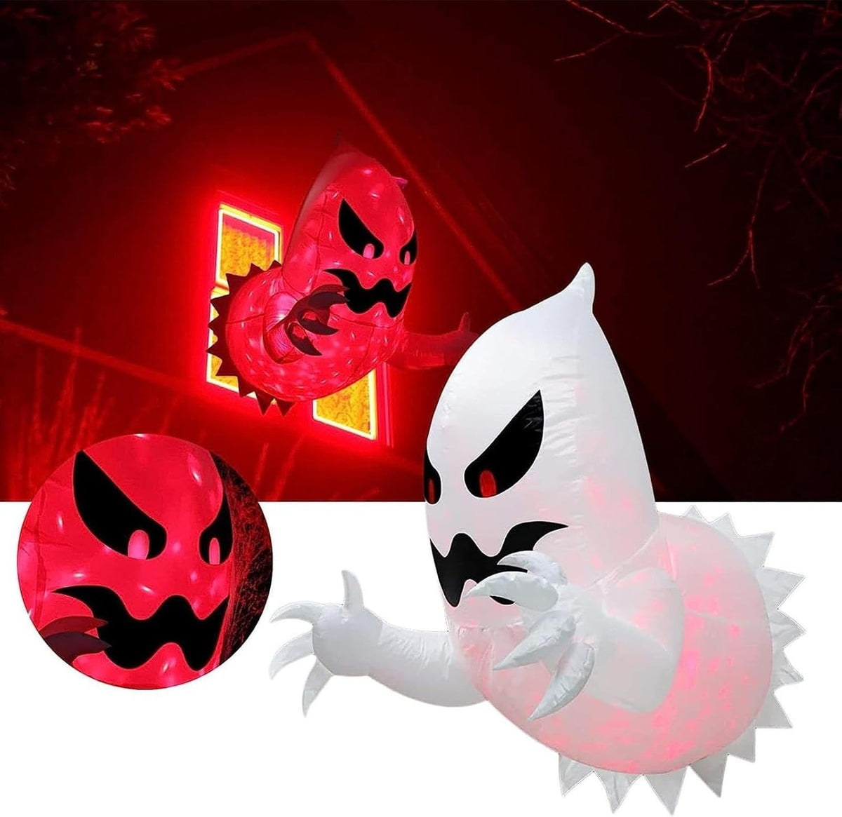 Halloween Inflatable Ghost With LED Lights Coming Out From Window Outdoor Decor