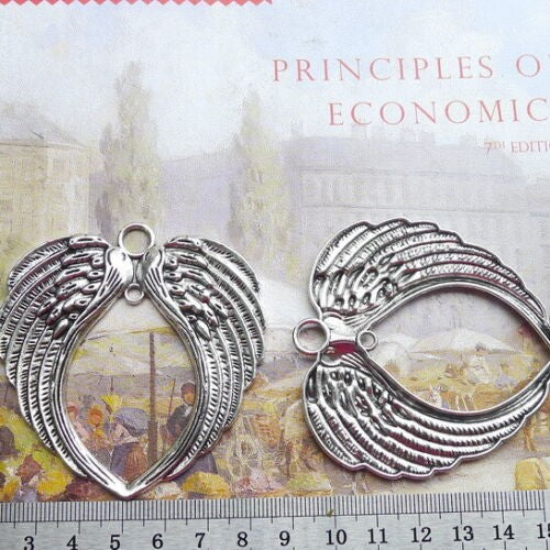 20PCS Extra Large Tibetan Silver Angel Heart Wings Pendant Charm Linking 65x68mm
