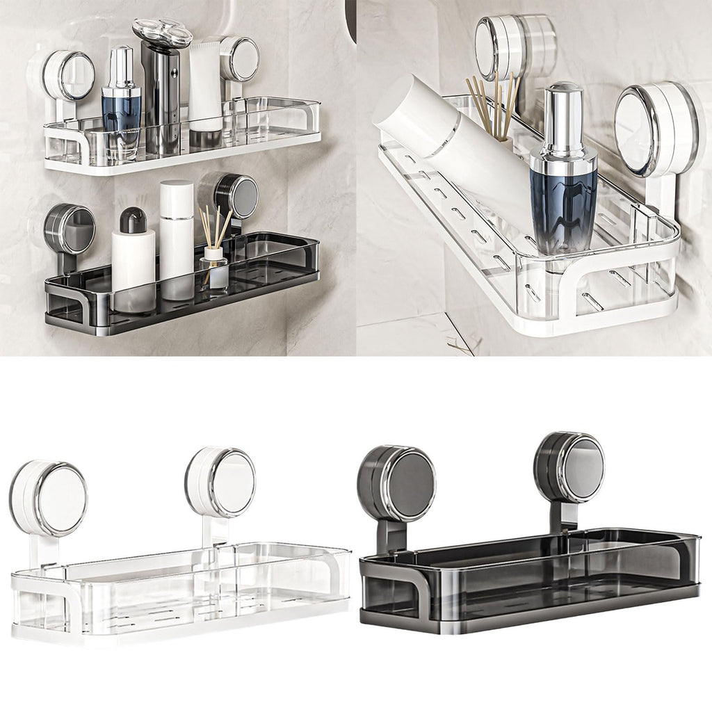 Suction Cup Storage Rack Wall Mounted Shower Organizer Waterproof Bathroom Shelf