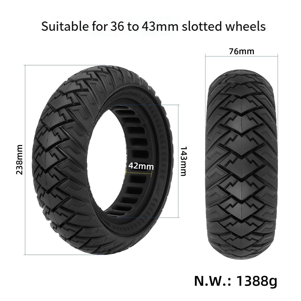 10 10X3/255X80 (80/65-6) -Road Wider Tubeless Solid Tire
