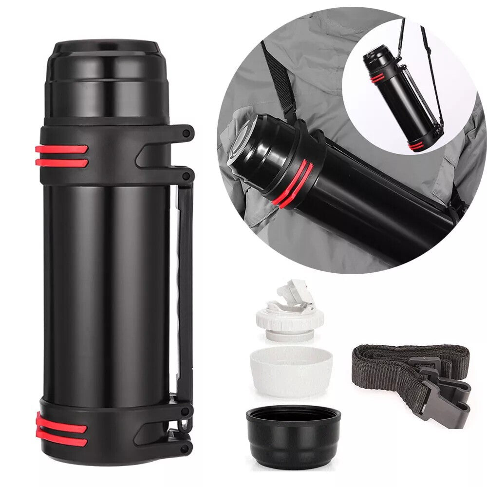 2L Thermos Flask Stainless Unbreakable Vacuum Handle Drinks Bottle Leak-Proof UK