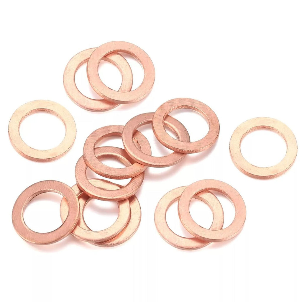 Car Engine Crush Washers Assorted Solid Copper 200PCS Set Box Seal Flat Ring