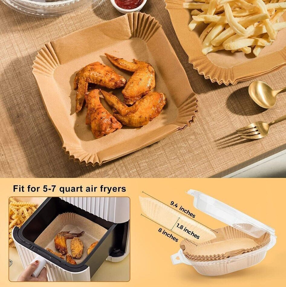 100x Air Fryer Paper Liners Disposable Non Stick Baking Parchment UK Seller