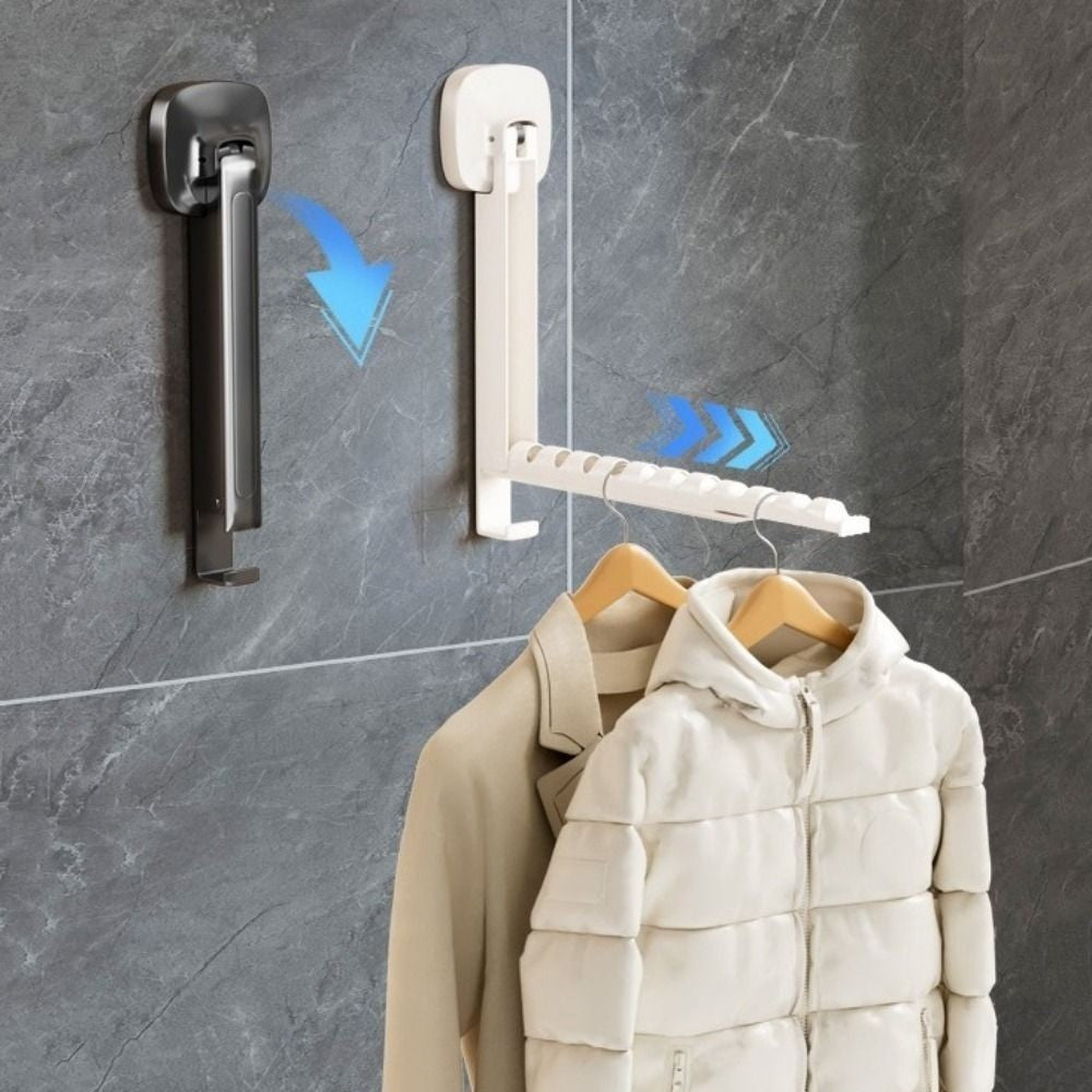 2X Wall-Mounted Clothes Drying Rack With Suction Cup Foldable Retractable Racks