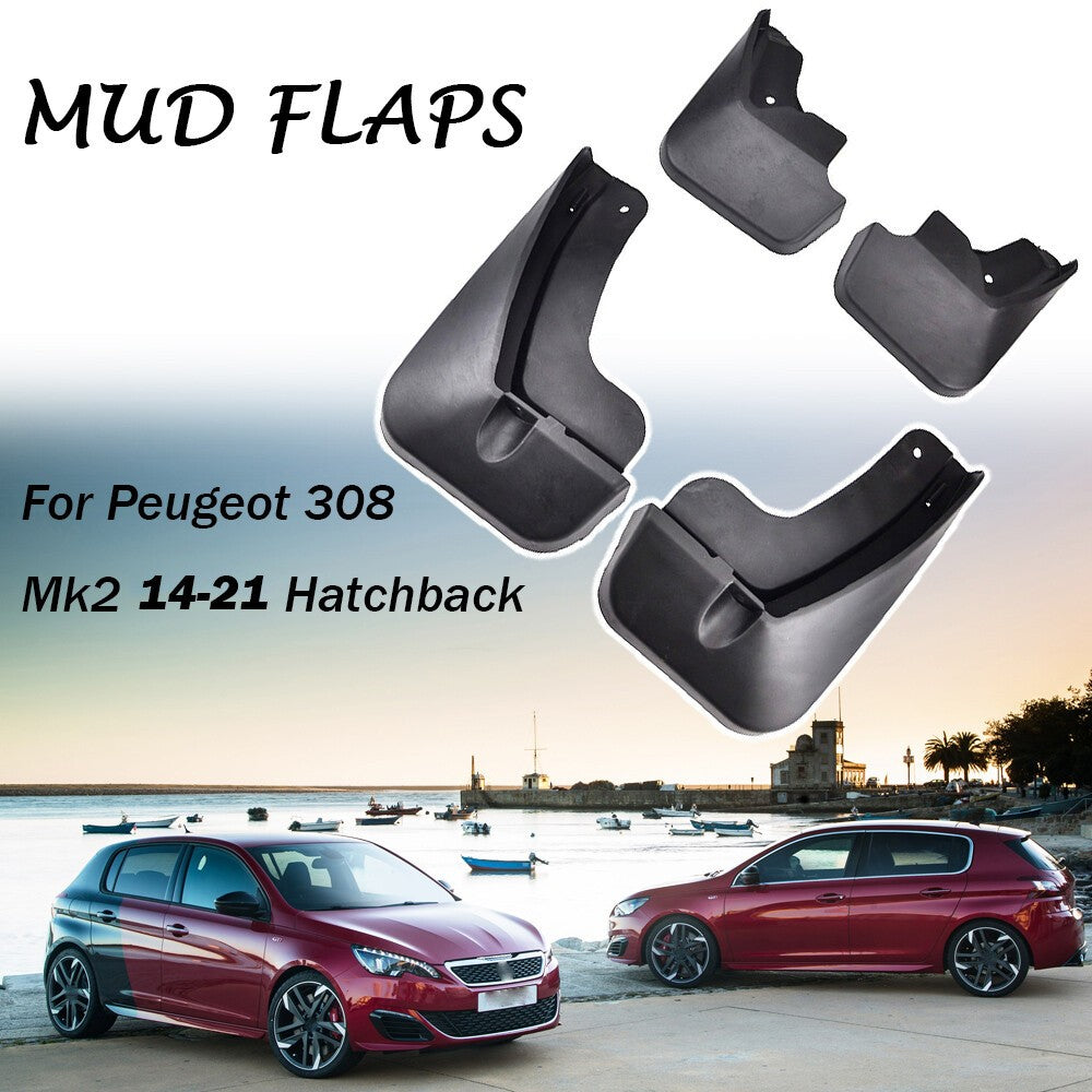4x For Peugeot 308 Mk2 T9 2014-2021 Hatchback Front Rear Mud Flaps Splash Guards