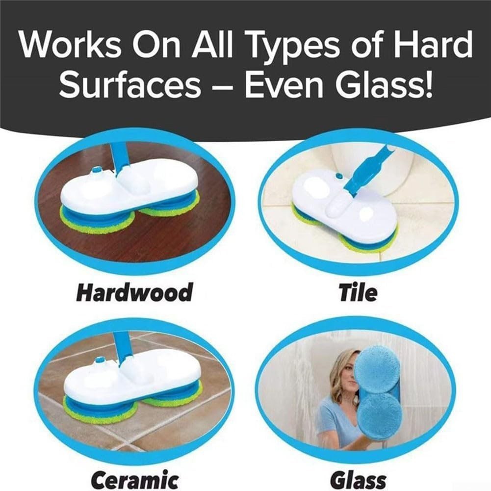 Cordless Electric Floor Mop – Dual Spin Cleaner Kits with Handle Scrubber Tool