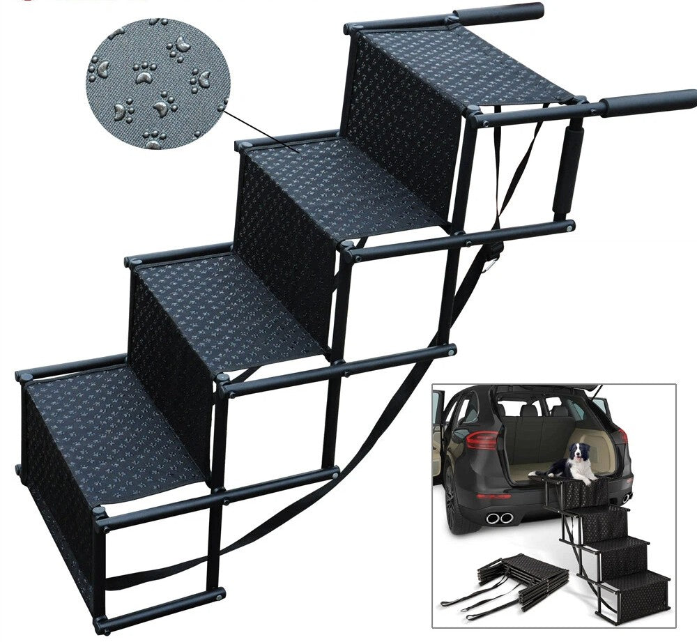 4 Step Stairs Folding Portable Dog Ramp Car Boot Access Ladder for Pet Dog Cat