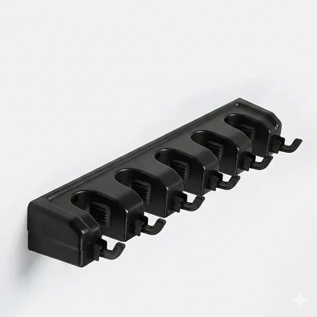 Wall Mounted Mop Broom Holder 5 Slots Heavy Duty Kitchen Cleaning Tool Organizer