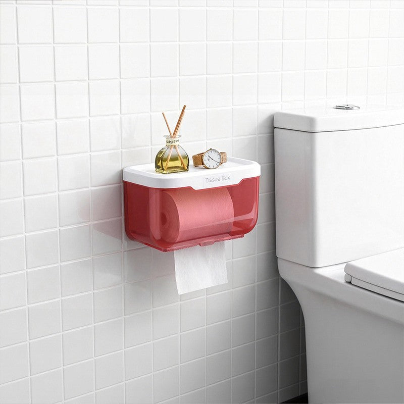 Wall Mounted Toilet Paper Holder Waterproof Tissues Box Shelf Bathroom Organizer
